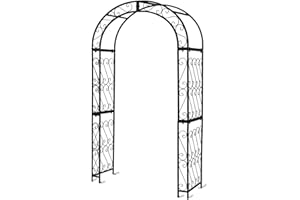 SCENDOR GARDEN Arche de Jardin 124 cm x 47 cm x 212 cm - Arche en Fer Noir Robuste - Grille en Fonte pour diverses Plantes grimpantes - Arche de Jardin en Plein air pour cérémonie de Mariage