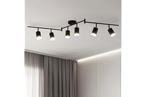 Leselux LED Ceiling Spot Light Rotatable, 6 Way Adjustable Ceiling Spotlight Fitting with GU10 Base, Modern Matte Black Spot Light Bar for Kitchen Bedroom Living Room, Bulb not Included