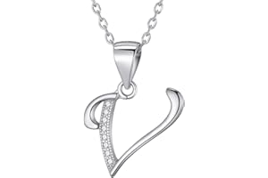 Morella Damen Halskette Silber mit Buchstaben Anhänger 925 Silber rhodiniert mit Zirkoniasteinen weiß 45 cm