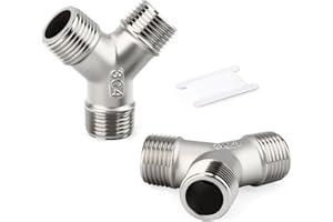 TAISHER 2 PCS Stainless Steel Y Shape Male Pipe Fittings, 1/4" BSP Male Pipe Fittings, for Water Oill Air Gas