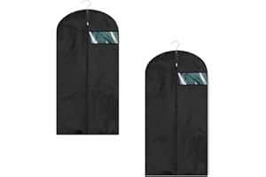 HCOVIV Lot de 2 sacs à vêtements, housses de vêtements de qualité supérieure avec fenêtre et porte-badge pour costume et robe, sac de costume respirant pour voyage，60 cm x 140 cm