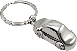 AUTOZOCO Llavero metálico en forma de coche, diseño coche, Llavero Automovil cromado, Key Chain car, Regalo concesionario, llavero Metálico auto, Color Plateado