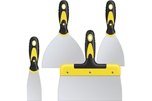 suokoun Set di 4 spatole in acciaio inox con manico in plastica, spatola per pittura su carta da parati e pareti (50 mm, 100 mm, 150 mm, 200 mm)