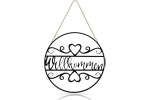 ANHUIB Herzlich Willkommen Schild,Willkommensschild für Wand Türschilder,Willkommensschild Vorne für Türdekoration,Holz Willkommensschild Wohnzimmer Garten,Willkommenskränze Türdekorationen Hängenden