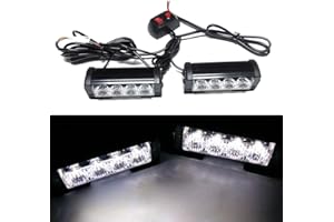 Viktion 8W 2 * 4 LEDs Feux de Pénétration Lumière Stroboscopique Eclairage Clignotant à 7 Modes pour Voiture Camion véhicule SUV Lampe pour Avertissement Urgence Secours Travaux DC12V (Blanc)