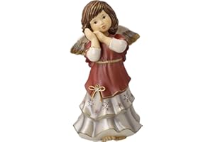 Goebel X-Mas Engels-Figur Friedliche Weihnachtszeit aus Porzellan mit Swarovski-Stein Mehrfarbig, Maße: 8cm x 8cm x 16cm, 41-624-02-1