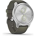 Garmin vívomove Style, Stylish Hybrid Smartwatch with Health and Fitness functions, Real Watch Hands, Hidden Colour Touchscreen Display and up to 5 days battery life, Silver and Moss