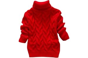 De feuilles Kids Boys Girls Turtleneck Sweater Knitted Pullover Christmas Jumpers