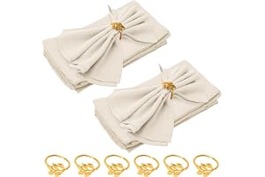 Linneservetter, tygservetter, jul, bomullsservetter och servettringar, för dagligt bruk, fest, bröllop (beige, 40 x 40 cm – 6