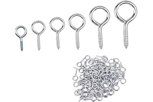 JUN-H 100PCS Boulon à Oeil Galvanisé Vis Crochet Piton à Visser Accessoires Pour Quincaillerie Ménagère 6 Modèle (# 1-19mm / # 2-25mm / # 3-27mm / # 4-30 / # 5-36mm / # 6-40mm)