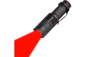 LED-ficklampa med rött ljus, 1 st, zoombar, vattentålig, 1 ljusläge, justerbar fokuslampa för camping, jakt, vandring, mörker