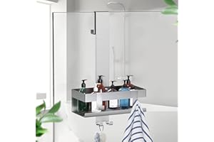 NEOVSUNY Mensola Doccia da Appendere, Portaoggetti in SUS304 Acciaio Inox da Appendere al Porte Doccia in Vetro Senza Foratura,Bagno Appendere Portaoggetti,Porta Bagnoschiuma da Doccia,Porta Shampoo per Doccia