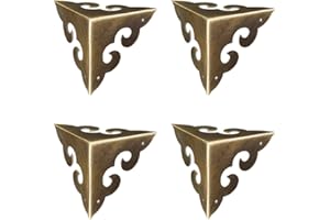 SKYVOV 4 protectores de esquina de latón puro vintage, herrajes para muebles clásicos, sillas y mesas de cobre