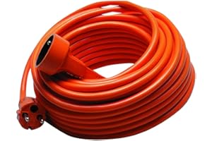 TEC HIT 6418 - Prolongateur jardin - Prise de courant avec terre 3 x 1,5 mm2 - Cordon 25 m - 16 A/3680 W - Sécurité enfant - Norme CE - Orange