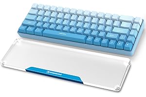 MAMBASNAKE Podkładka Pod Nadgarstek do Klawiatury 65% - Wrist Rest Laptop - Premier Clear Acryl - Antypoślizgowe Gumowe Nóżki - Do Compact 68 Key Klawiatury/Biura/Gier/Pisania/MacBook - Niebieski