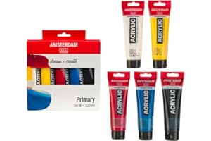 Amsterdam Standard Series Pintura Acrílica | Set de Mezcla Teoría del Color (5 x 120 ml) | Colores Primarios + Negro y Blanco