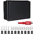 LANUCN 10 Way Junction Box with Terminal Blocks, 150x110x70mm IP65 Waterproof Electrical Connection Box, Outdoor IP Rated Adaptable Enclosure for CCTV (Black)