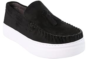 SIRRI Boys’ Platform Suede Loafers Slip-On Moccasin Shoes for Prom & Formal Occasions