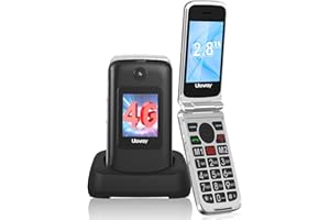 CHAKEYAKE 4G Telephone Portable Senior Débloqué, Téléphone Portable à Clapet avec Grandes Touches, Téléphone Portable Personnes âgées, Double SIM,2.8" Grandes Écran, Bouton SOS,Station de Charge, Black