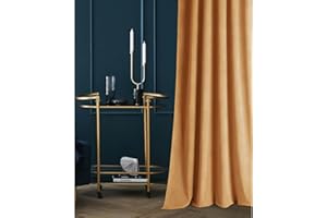 room99 Rideau en Velours avec œillets argentés Charmy 140 x 280 Largeur x Hauteur, Décoration de fenêtre, Rideau Thermique Isolant Anti Froid et Chaleur pour Salon Moutarde, 1 pièce