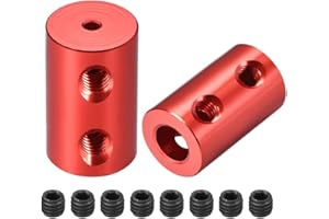 sourcing map Acoplamiento Rígido de Eje de 2mm a 6mm, Acoplador Conector de con Tornillos 20mm Longitud 12mm Diámetro, Conector de Aleación de Aluminio, Accesorios para Motor, Rojo, 2 Pcs