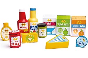 Bigjigs Toys Chilled Groceries Wooden Play Food - 11 Grocery Play Food Pieces, Quality Toy Food for Toddlers & Children, Perfect Kids Wooden Kitchen Accessories for Pretend Play