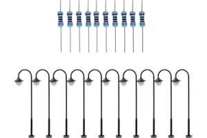 CWOQOCW 10 lampade a LED per modellismo ferroviario in scala 1:160 N a testa rotonda, modello ferroviario, lampione per layout, luci a LED, modellismo (casuale)