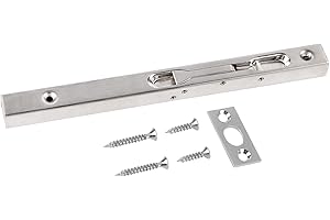 MISKALL Verdeckter Türriegel aus Edelstahl – Silberner Schiebeschloss für Haustore, 250mm – Robuste Türsicherheit mit Bündiger Verriegelung