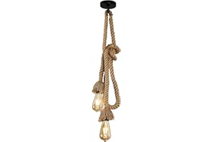 DAXGD Suspension industrielle, lustre en corde de chanvre, plafonnier créatif 2M pour le salon de l'hôtel-restaurant