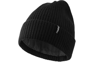 Zylioo Bonnet d’Hiver en Maille S/M/L/XL/XXL, Mixte, Extensible, pour Grandes et Petites têtes, Bord replié Chaud