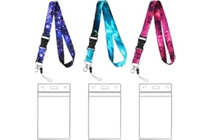 BELUGSIN Porta Badge da Collo Retrattile Cordino Portachiav Cordoncino con Carte 3 Pezzi Galassia Neck Lanyard Strap Cordino Da Collo Con Chiusura a Moschettone Girevole Per Porta Badge Identificativi Chiavi