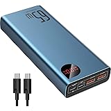Baseus Externt batteri, bärbar USB C-laddare 65 W 20000 mAh, PD 3.0 QC 4.0 batteri med tre snabbladdningsutgångar med LED-skä