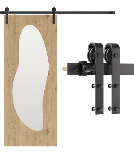 Kit Porta Scorrevole Singola 230 Cm - Guida A Pavimento Regolabile, Acciaio Nero, Per Interni/Esterni
