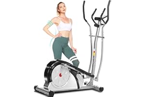 Profun Crosstrainer für Zuhause, Ellipsentrainer mit 8 Magnet Widerstandsstufen, Pulsfrequenz Griffe, LCD-Monitor, Smooth Quiet Driven Elliptische Trainer Maschines 150kg Max Kapazität Gewicht