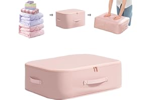 BriLumin Cajas Almacenaje Ropa con Cremallera 60L, Almacenamiento y Organización de Ropa, Caja de Almacenamiento con Asa Reforzada, para Edredones, Almohadas, Ropa, Ropa de Cama, Mantas