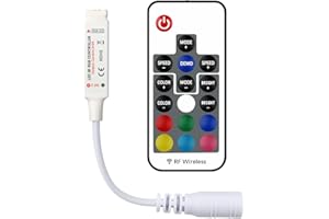 Aroidful Mini RF Dimmer Controller avec 17 boutons DC 5V ~ 24V Luminosité et mode d’effet Gradateur à distance LED sans fil pour RGB 2835 et 5050 LED Strip Light sans fil 4 broches