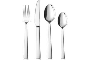 Herogo 16 Piece Cutlery Set, Stainless Steel Flatware Silverware Set for 4 People, Elegant Knife Fork Spoon Sets for Home Hotel Restaurant, Mirror Polished, Dishwasher Safe