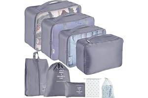 JOYSKY 9 Pcs Travel Packing Cubes for Suitcase Packing Organizers Bags Packing Cubes for Travel Waterproof with Drawstring Bag Luggage Organizer For Travel Accessories Essentials Travel Home Storage