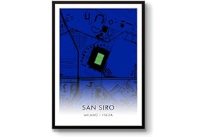GroundDesigns Internationale Milano Football Gift San Siro Stadio Giuseppe Meazza Italia 90 Stadium Art Card A3 Print Inter-Milan