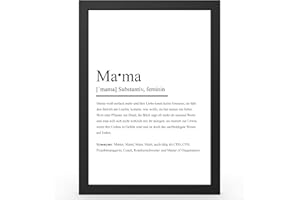 Urhome DIN A4 Kunstdruck Definition Mama inkl. Rahmen - Worterklärung wie im Duden Lexikon als Wanddeko Spruch-Poster Deko Wandbild mit Spruch gerahmt für Wohnung Familie Geschenk