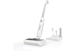 HiKiNS Scopa Elettrica, Senza Fili, Combinazione di Lavaggio e Pulizia di Pavimenti duri e Altre Superfici in un unico Passaggio, 60 Minuti di Autonomia, con Autopulente