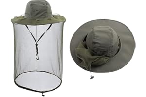 HunterBee Sombrero de mosquitera para Insectos con Red de Apicultor, Apicultura, Velo de Abeja, Safari, Senderismo, jardinería, Malla