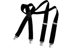 DonDon hombres tirantes 3,5 cm del ancho con 4 clips extra firme mate y cepillado de forma X