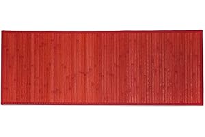 CosìCasa Tappeto Bamboo Cucina Antiscivolo | Passatoia Cucina Idrorepellente, Facile da Pulire e Realizzata con Materiali Sostenibili | Tappeto Bambu Tinta Unita (Rosso, 50 x 180 cm)