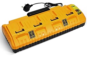 TRSAOW Battery Charger for DEWALT 12V/18V/20V Lithium Batteries—Smart LED Indicator, Overheat/Overcharge Protection, Wall-Mountable Design (Four-Port)