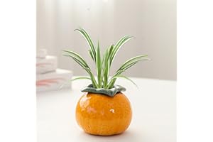 GISOOM Vaso in Ceramica Arancione, Grazioso Vaso da Fiori a Forma di Arancione, Vaso Decorativo in Ceramica di Mandarino, Vasi da Fiori per Centrotavola, Vaso Unico di Pompelmo e Arancia per Scaffale da(#2)