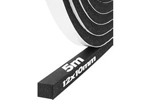 STORYSTORE Nastro autoadesivo in schiuma, guarnizione in gomma per porte e finestre, resistente alle intemperie, anti-collisione, isolamento acustico, lunghezza totale ([12mm(B) x10mm(D) X5m(L)])