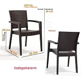 Dogant Kahverengi Bah&ccedil;e Balkon Sandalyesi, 2 Adet, Rattan, 58x62x145 cm