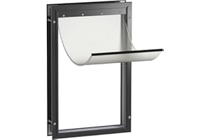 Hakuna Pets Deluxe Hunde- und Katzentür aus Aluminium, extra groß, mit Verriegelung, für Bildschirme, Türen und Wände bis zu 7 cm Dicke, für Haustiere bis zu 100 kg, Schwarz