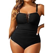 Yonique • One Piece Tummy Control Twist Front Ruched Pink And Black Swimsuit